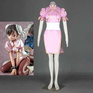 Women and Kids Street Fighter Costume Chun Li Cosplay Pink Fighting Suite Set