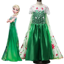 Load image into Gallery viewer, Kids Frozen Costume Princess Elsa Cosplay Birthday or Party Green Dress With Accessories