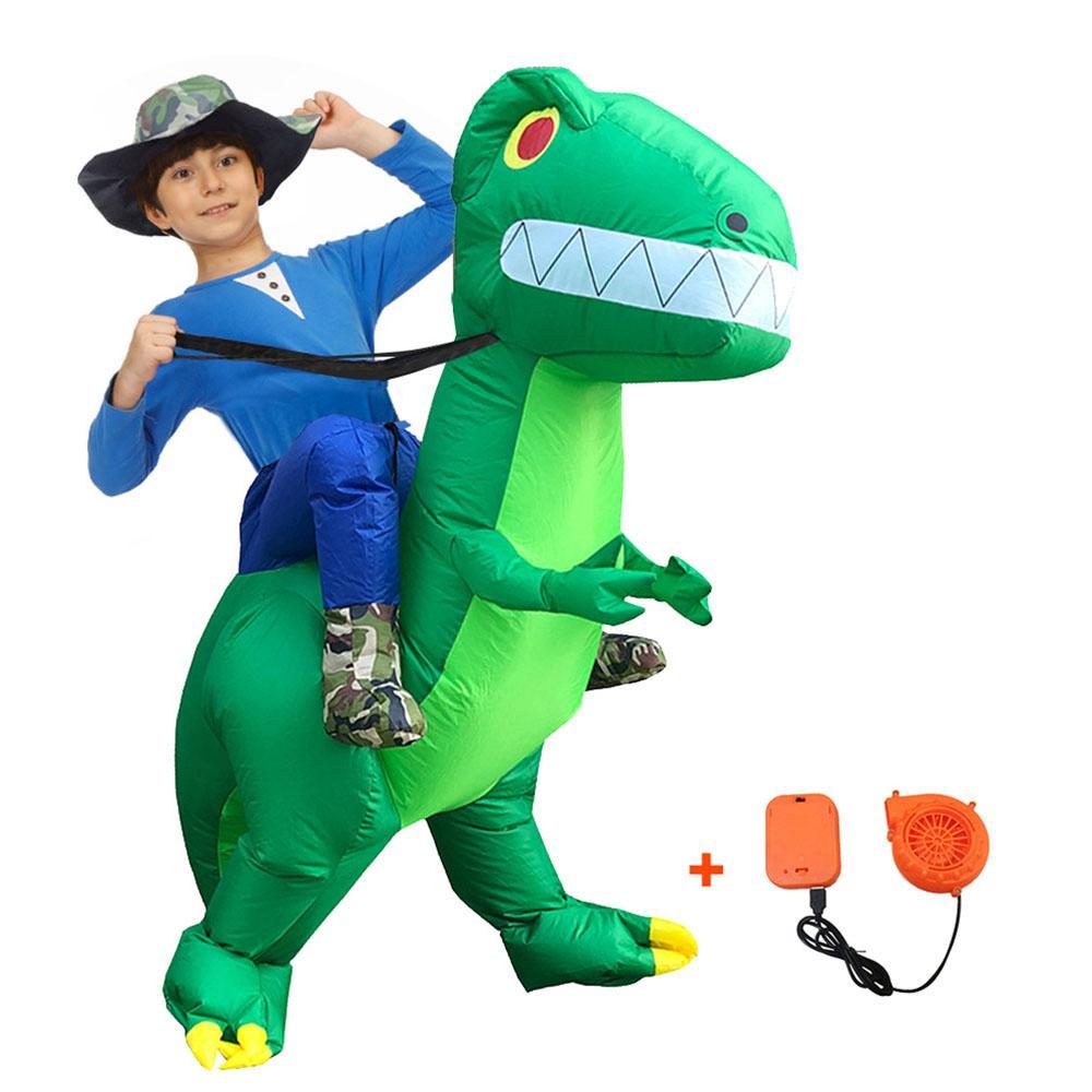 Inflatable Dinosaur Costume T-Rex Dino Rider Outfit Halloween Cosplay Blow Up Costume For Kids and Adults