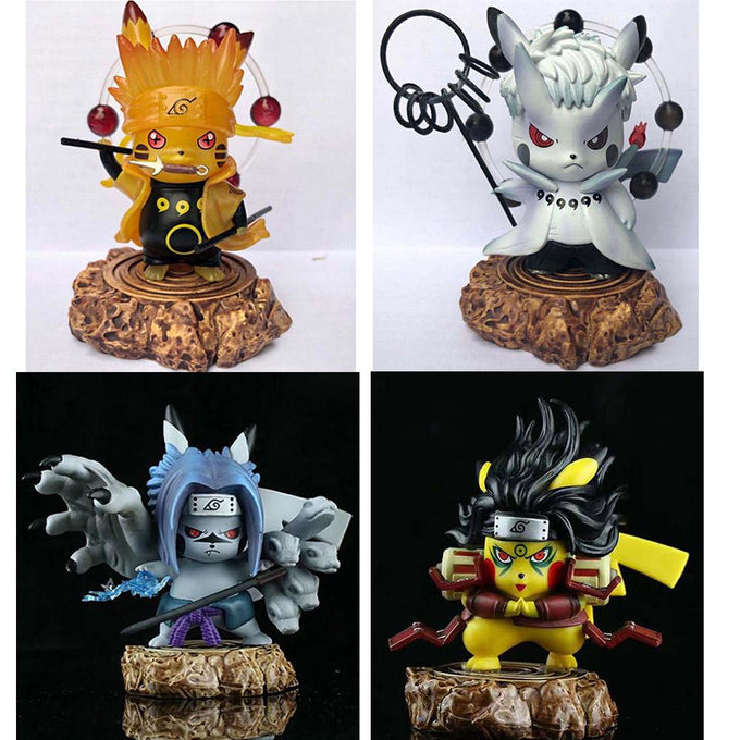 10cm Naruto Figure Pikachu Cosplay Naruto Madara Sasuke Senju Hashirama Cute Figure Toys