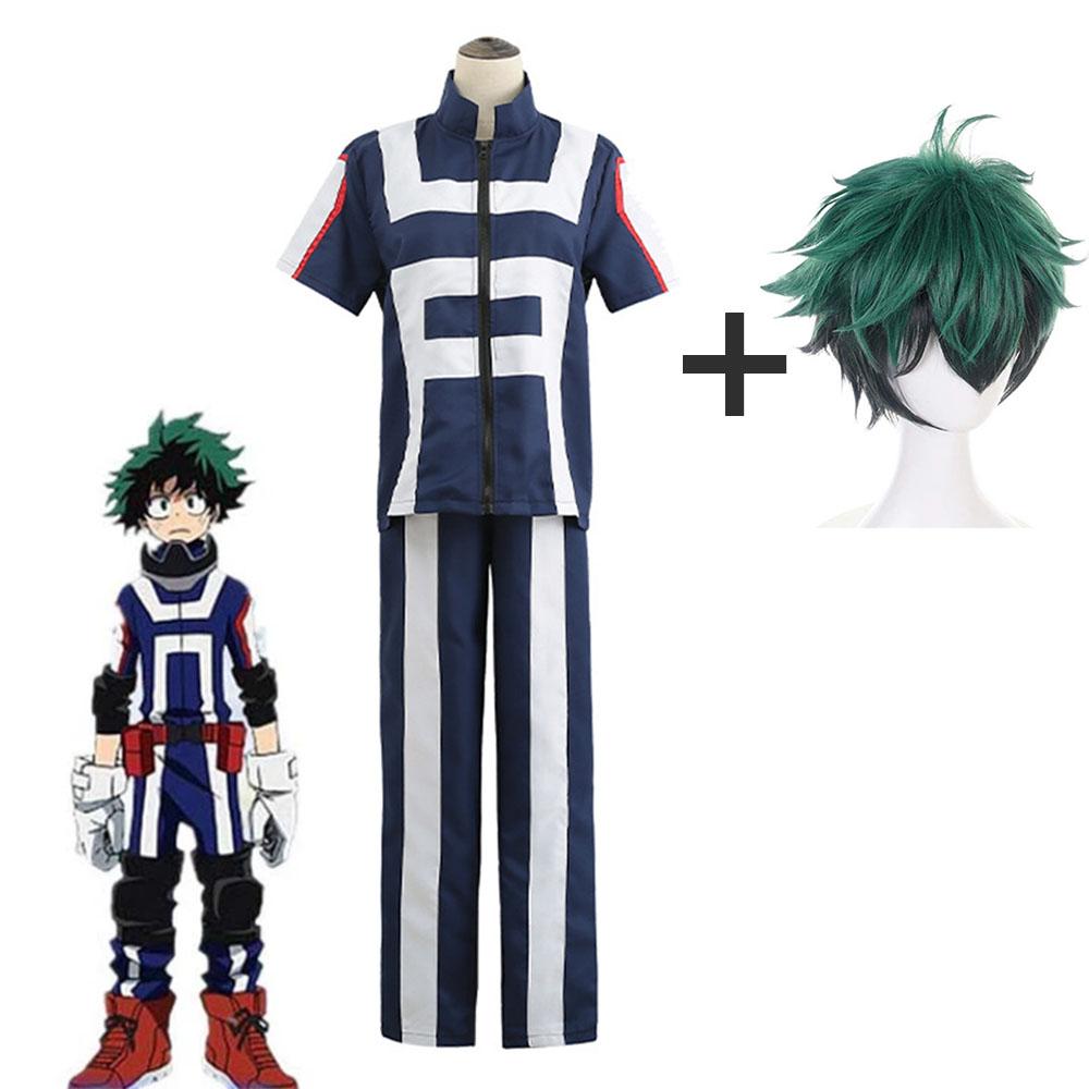 My Hero Academia Izuku Deku Training/Gym Suit Costumes With Wigs Unisex