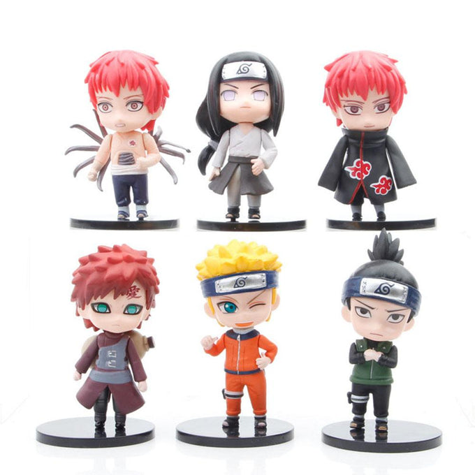 6Pcs 9cm Cute Chibi Naruto Figure Naruto Gaara Shikamaru Figure Toys