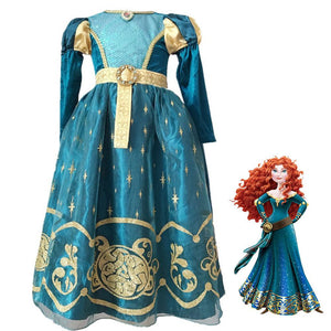 Brave Costume The Princess Merida Cosplay Dress With Belt Birthday Party Dress For Grils