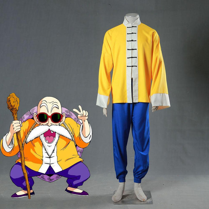 Men and Kids Dragon Ball Costume Master Roshi Cosplay Yellow Suit Sets