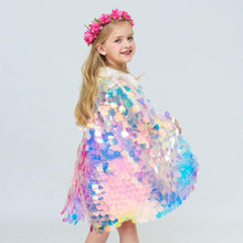 Load image into Gallery viewer, Kids Frozen Snow White Beauty and the Beast Costume Princess Elsa Anna Belle Cosplay Rainbow Sequin Capes Robe