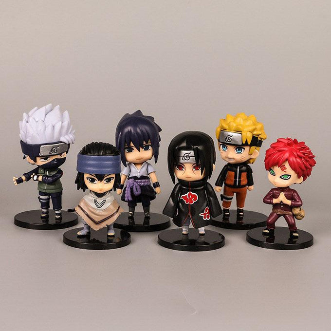 6PCS 8cm Naruto Figure Cute Chibi Naruto Itachi Gaara Sasuke Kakashi Figure Toys