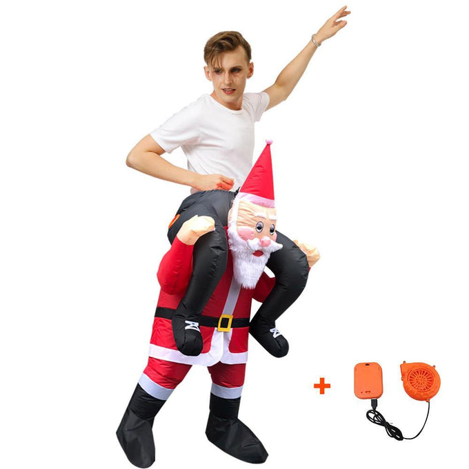 Inflatable Santa Claus Rider Cosplay Costume Blow Up Suit Halloween Christmas Party For Adults