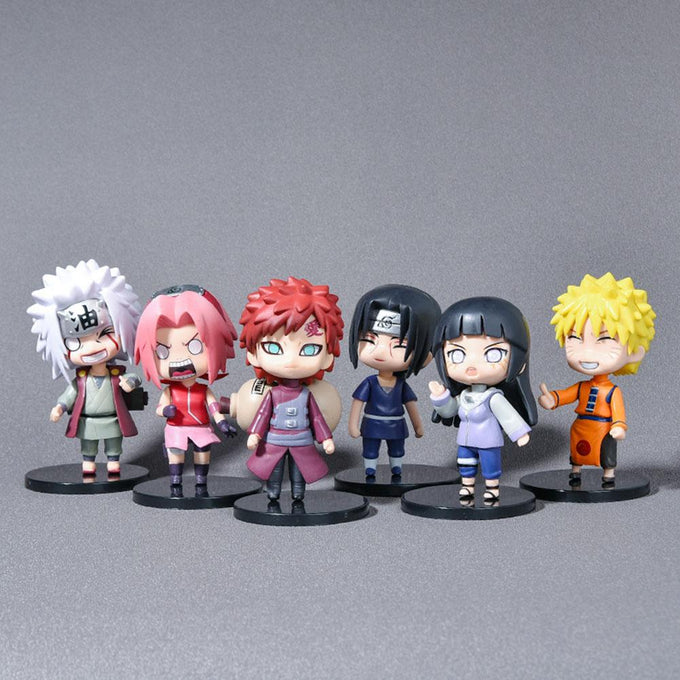 6Pcs 9cm Naruto Figure Naruto Itachi Gaara Jiraiya Cute Chibi Figure Toys