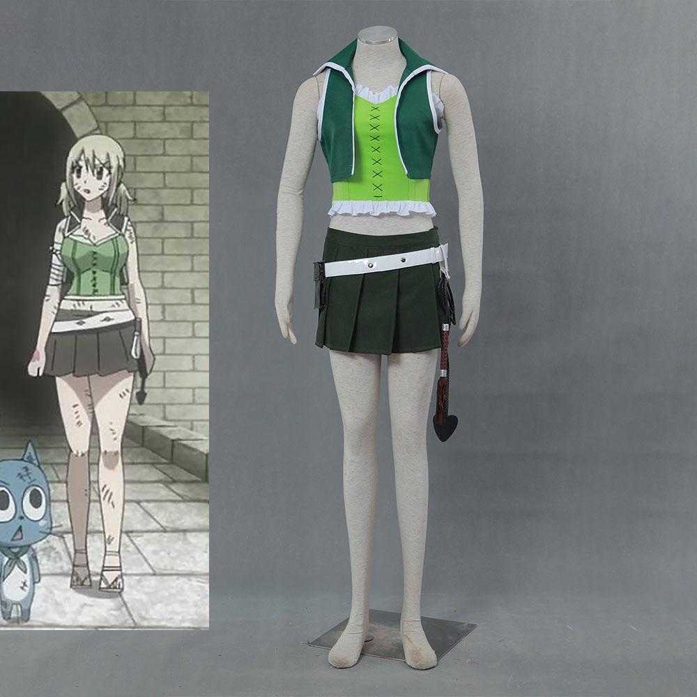 Women and Kids Fairy Tail Costume Lucy Heartfilia Cosplay Green Sets