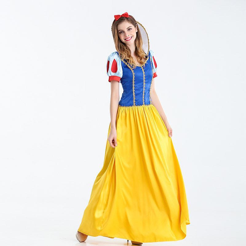 Larger Skirt Snow White Costume Dress for Adult Classic Princess Cosplay