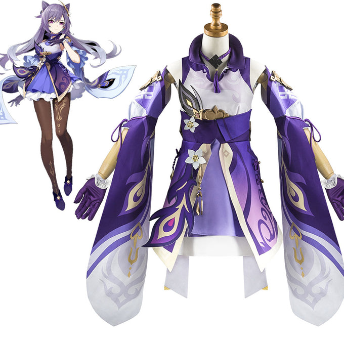 Genshin Impact Costume Keqing Cosplay Full Set Halloween Costume For Women