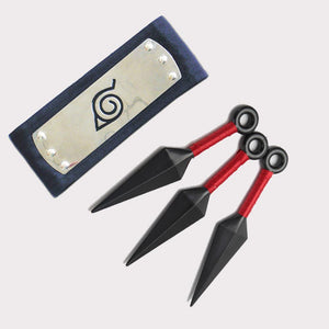 Naruto Leaf Village Headband And 3 Pcs Ninja Weapons Set