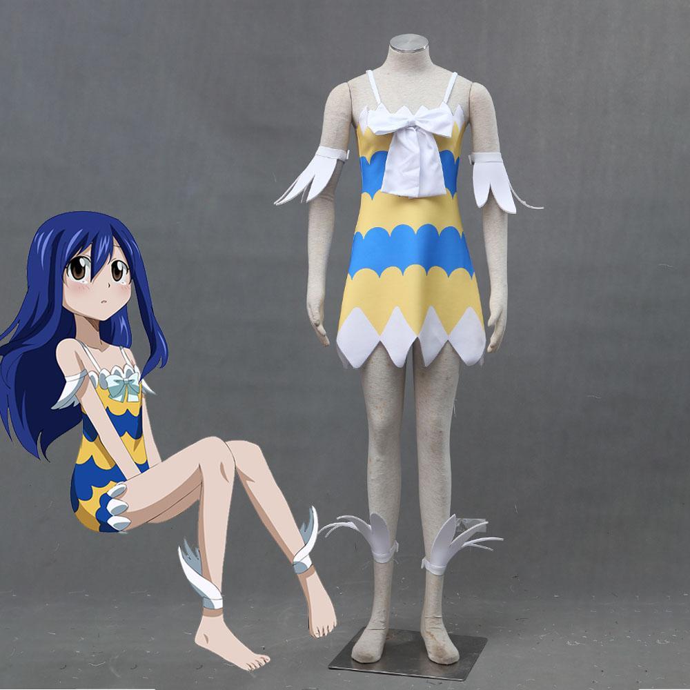 Women and Kids Fairy Tail Costume Wendy Marvell Cosplay Yellow Sets