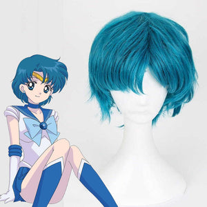 Sailor Moon Costume Sailor mercury Mizuno Ami Wig Heat Resistant Sythentic Hair
