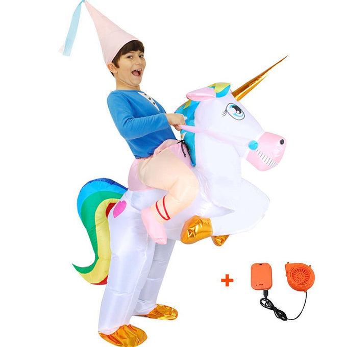 Inflatable Rainbow Tail Unicorn Cosplay Costume Halloween Christmas Party For Adults and Kids