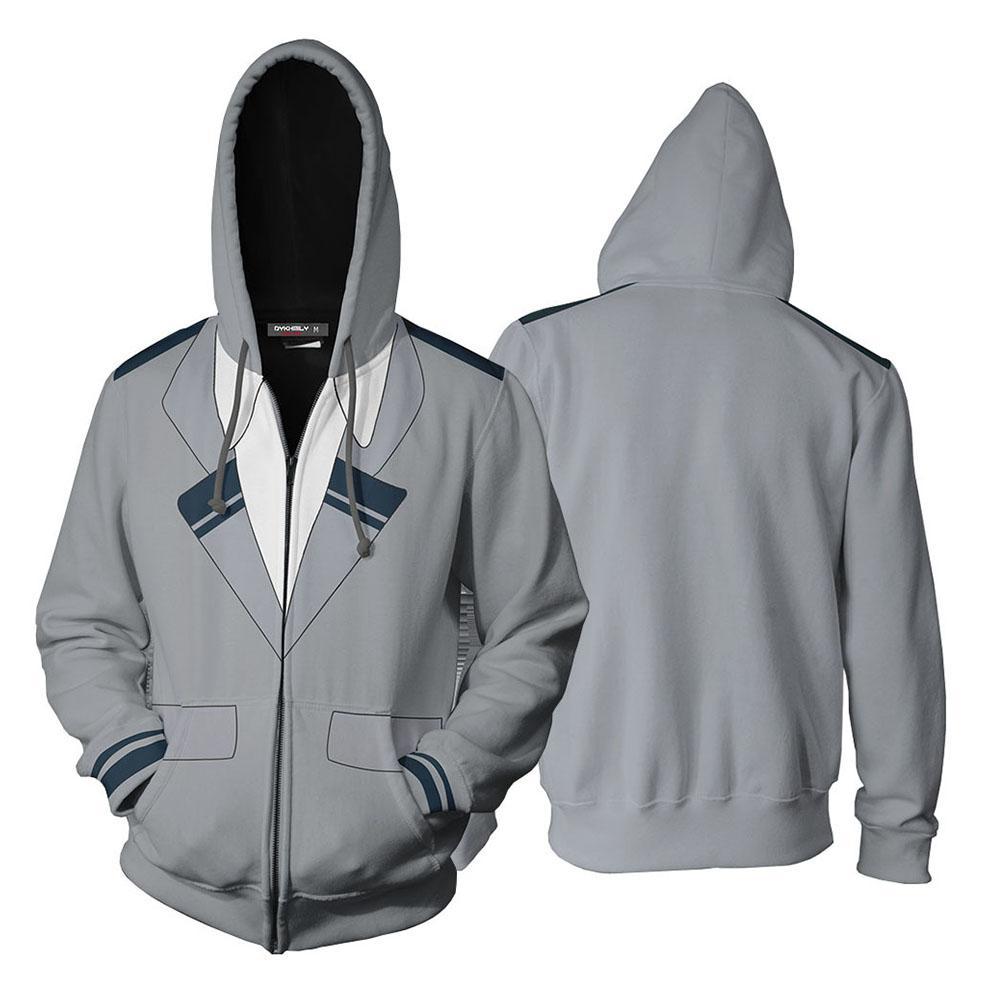 Mens My Hero Academia Printed Zippered Trainning Suit Hoodie Sweatshirt
