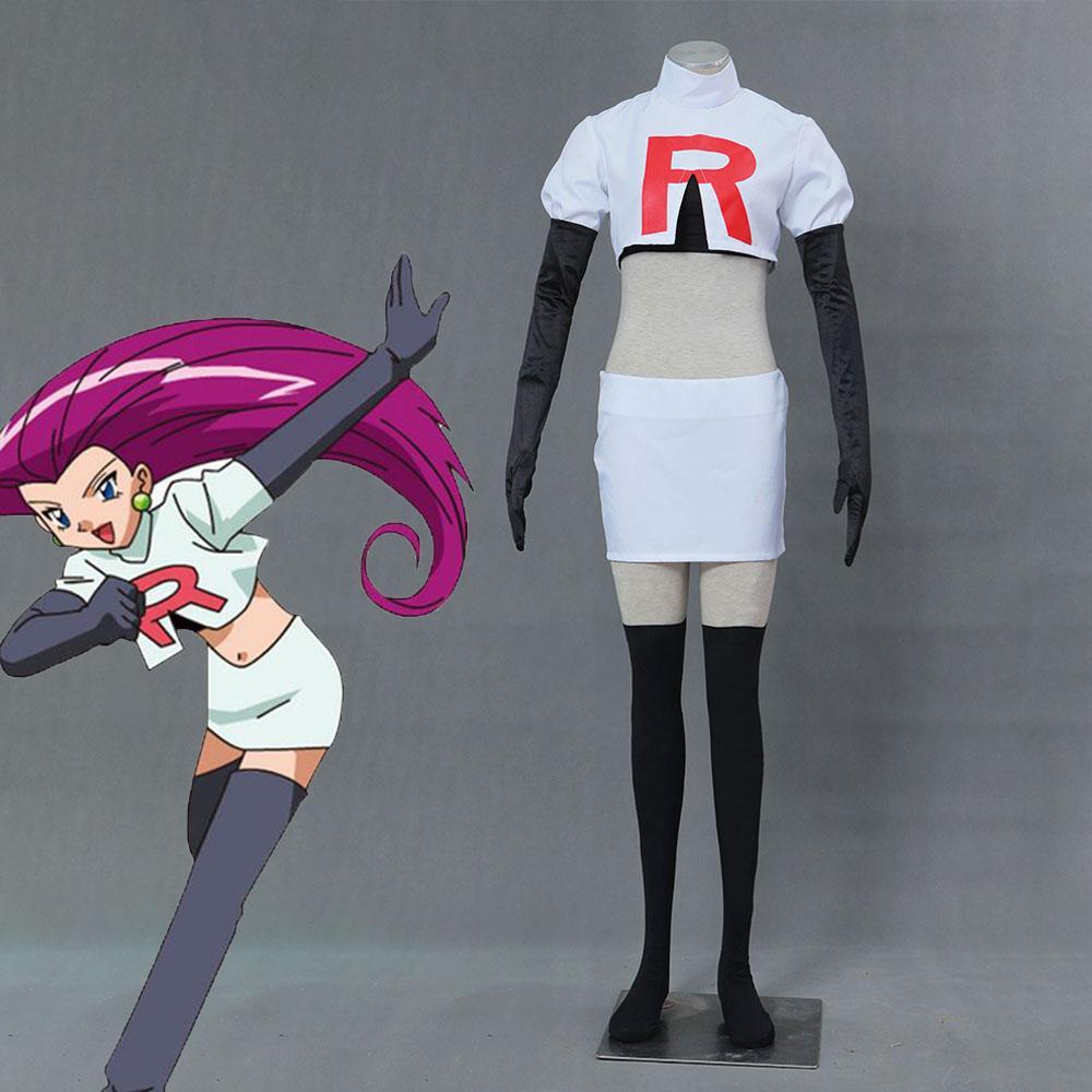 Women and Kids Pokemon Costume Team Rocket Jessie Cosplay Full Sets