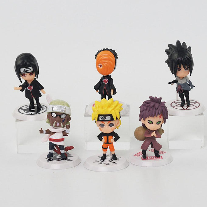 6PCS 7cm Naruto Figure Cute Chibi Naruto Itachi Gaara Tobi Figure Toys