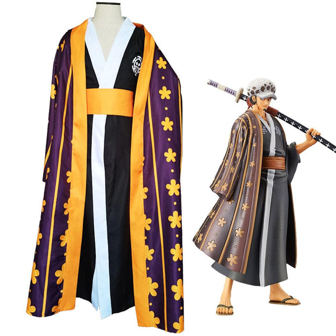 One Piece Costume Trafalgar Law Wano Country Cosplay Kimono Set For Mens Halloween Costumes