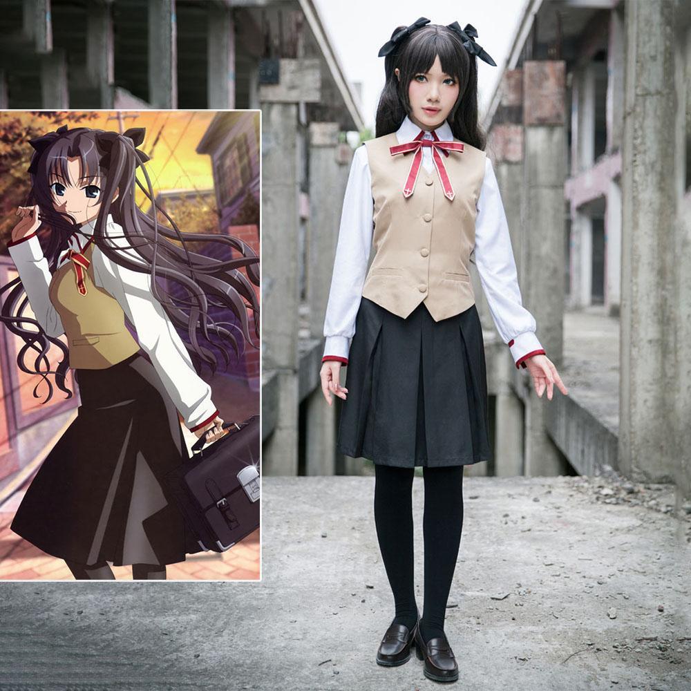 Women and Kids Fate Stay Night Costume Rin Tohsaka Cosplay School Uniform Full Sets