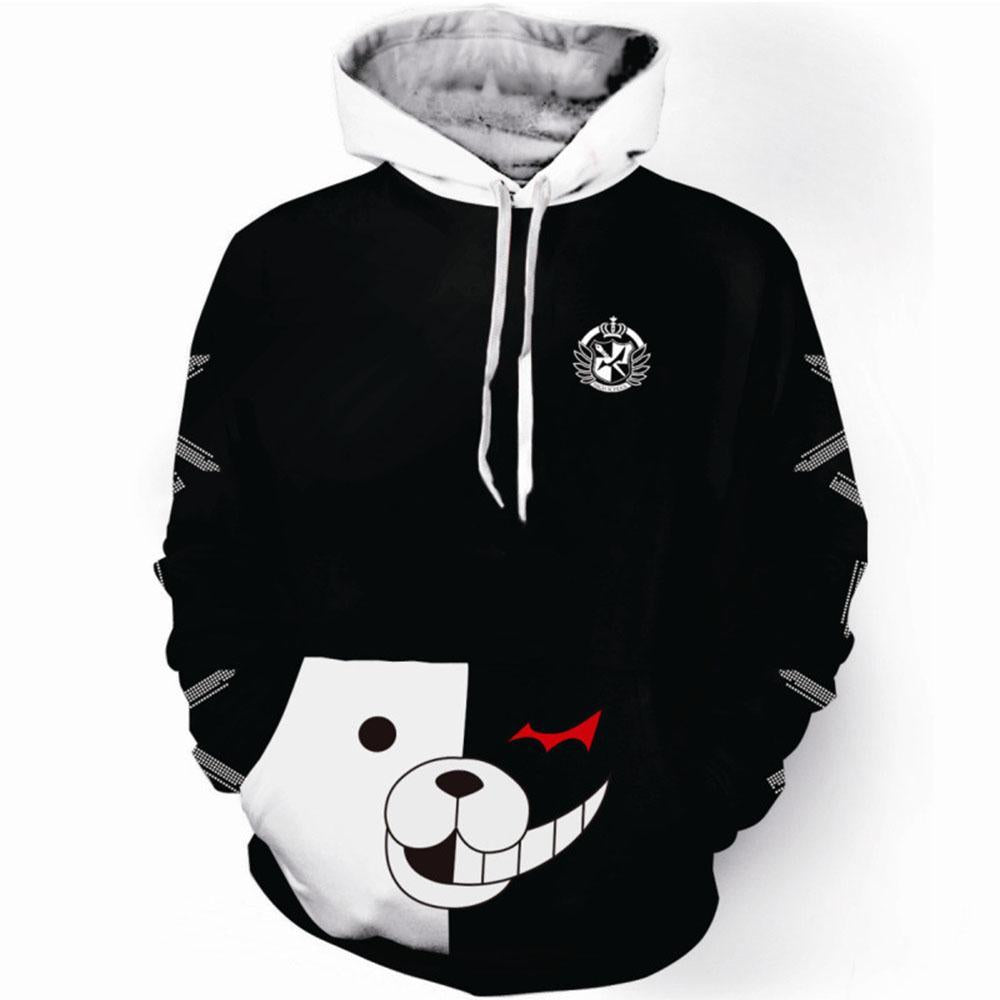 Mens Danganronpa Monokuma Hoodies Pullover Digital Printed Sweatshirts