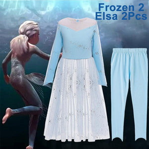 Kids Frozen Costume Princess Elsa Cosplay Birthday or Party Dress With Accessories