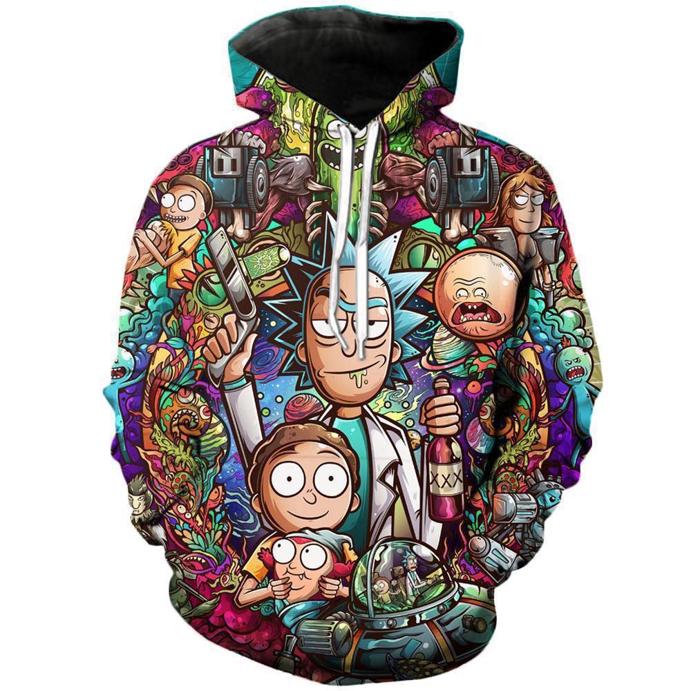 Mens Rick and Morty Hoodies Pullover 3D Printed Sweatshirts