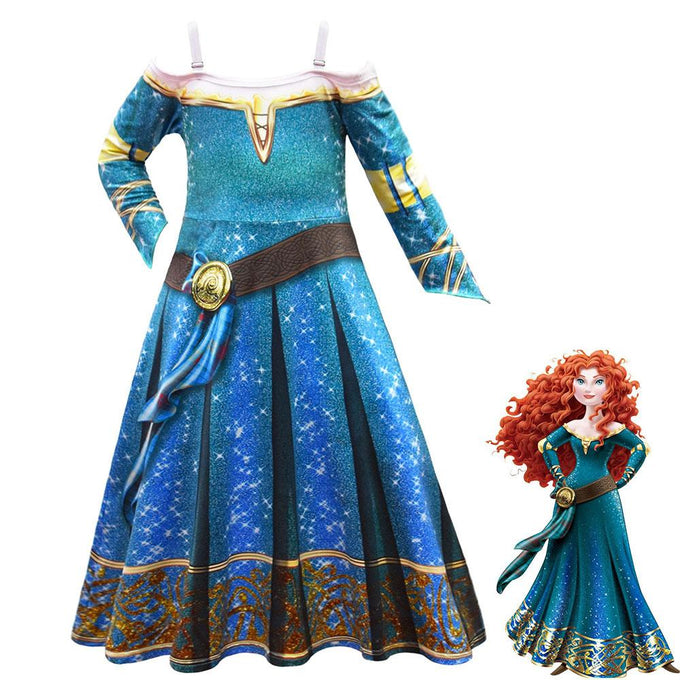 Brave Costume The Princess Merida Cosplay Dress For Kids