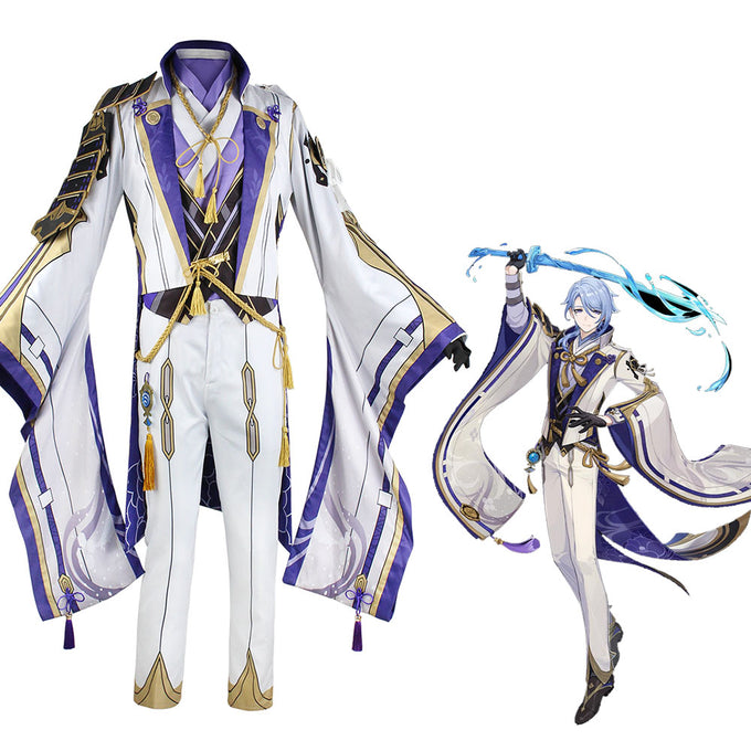 Genshin Impact Costume Kamisato Ayato Cosplay Full Set Halloween Costume For Men
