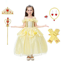 Load image into Gallery viewer, Beauty and the Beast Costume Princess Belle Costumes Yellow Dress With Accessories For Girls