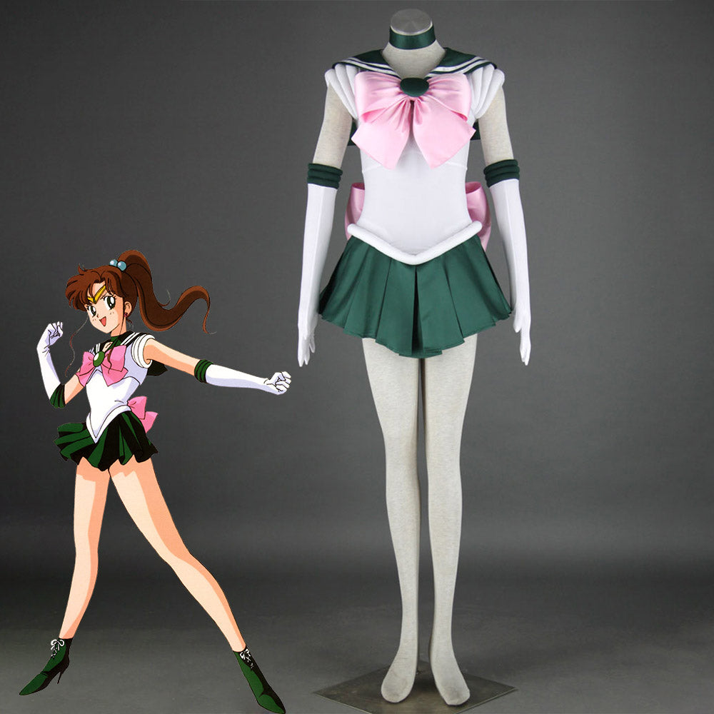 Sailor Moon Costume Sailor jupiter Kino Makoto Cosplay Full Fight Sets For Women and Kids