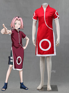 Women and Kids Naruto Costume Haruno Sakura Halloween Cosplay Set