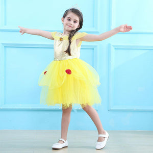 Kid's Beauty and the Beast Costume Princess Belle Costumes Yellow Dress With Accessories