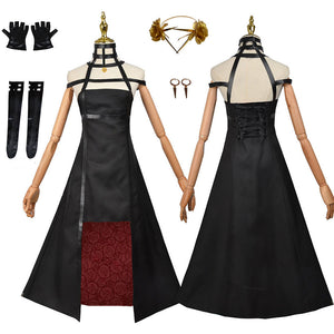 Women Spy x Family Costume  Yor Forger Briar Cosplay Black Dress with Accessories