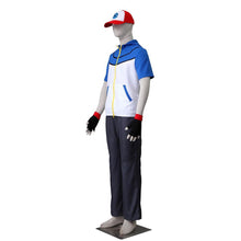 Load image into Gallery viewer, Men and Kids Pokemon Costume Trainer Ash Ketchum Cosplay Short Sleeve Hoodie Full Sets