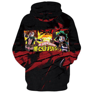 Mens My Hero Academia Printed Pullover Trainning Suit Hoodie Sweatshirt