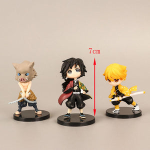 6Pcs Demon Slayer Figure Kamado Agatsuma Zenitsu Kamado Nezuko Cute Chibi Toys