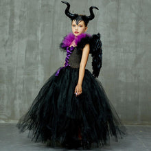 Load image into Gallery viewer, For Kids Maleficent Costume Evil Witch Cosplay Set With Wings and Horn Hat For Halloween Party