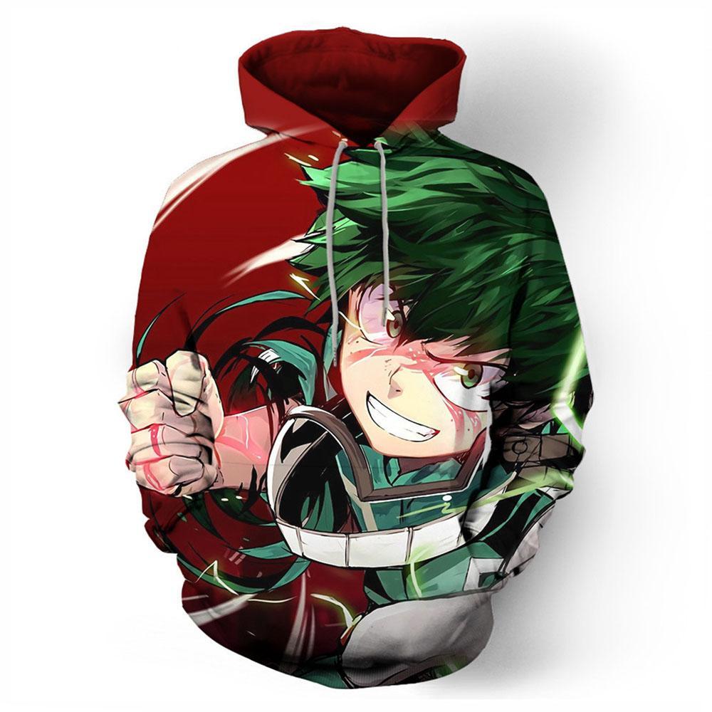 Mens My Hero Academia Printed Pullover Trainning Suit Hoodie Sweatshirt