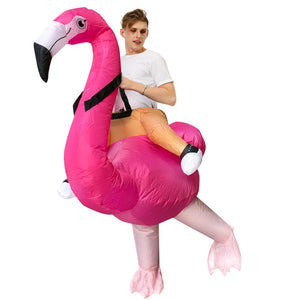 Inflatable Flamingo Rider Cosplay Costume  Halloween Christmas Party For Adults