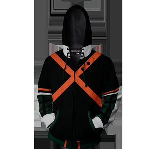Mens My Hero Academia Printed Zippered Trainning Suit Hoodie Sweatshirt