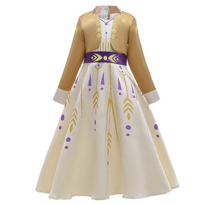 Kids Frozen Costume Princess Anna Cosplay Birthday or Party Dress With Accessories