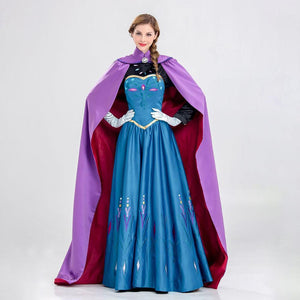 Women's Frozen Costume Princess Anna Cosplay Sequin Dress With Wig