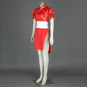 Women and Kids Street Fighter Costume Chun Li Cosplay Red Fighting Suite Set