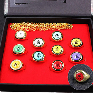 10PCS Naruto Accessories Akatsuki Membermetal Ring Accessory Set With Box