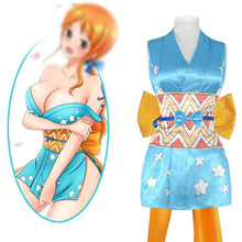Load image into Gallery viewer, One Piece Costume Nami Cosplay Dress Set with Back Bow For Women Halloween Carnival Costumes 