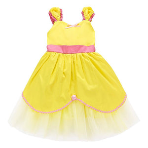 Kid's Beauty and the Beast Costume Princess Belle Costumes Cotton Yellow Dress With Accessories