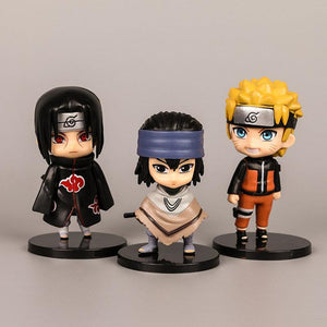 6PCS 8cm Naruto Figure Cute Chibi Naruto Itachi Gaara Sasuke Kakashi Figure Toys