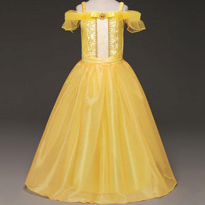 Kid's Beauty and the Beast Costume Princess Belle Costumes Yellow Dress With Accessories