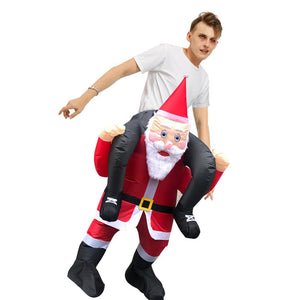 Inflatable Santa Claus Rider Cosplay Costume Blow Up Suit Halloween Christmas Party For Adults